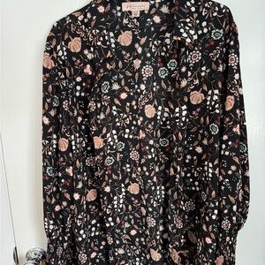 Philosophy Black Blouse with Floral Design
